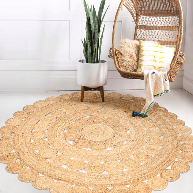 JONATHAN Y Daisy Hippy Jute Medallion Circle Natural Round Area Rug ...