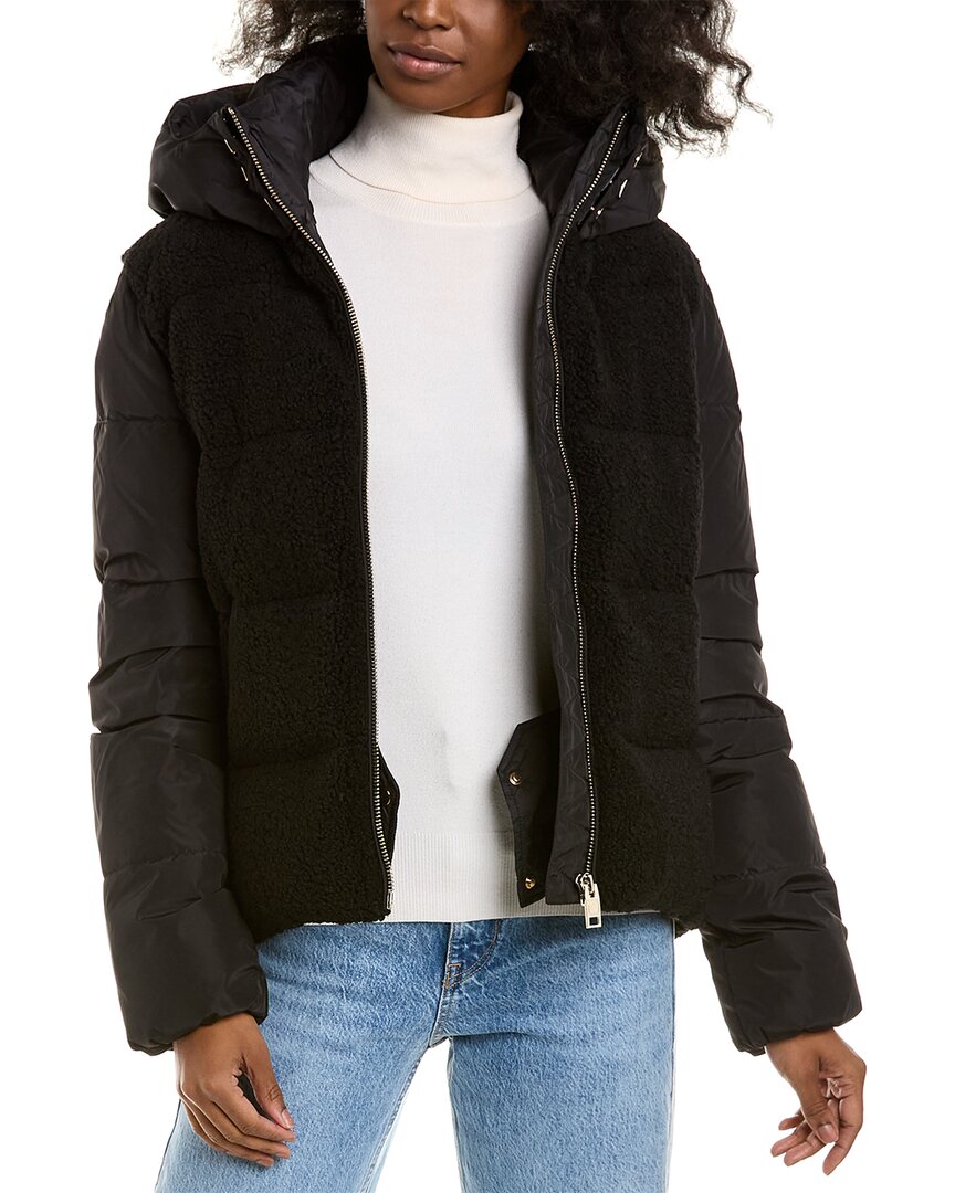 Nicole outlets Benisti Women's Black Nb Series Down Coat, Real Fur & Leather Trim Size M