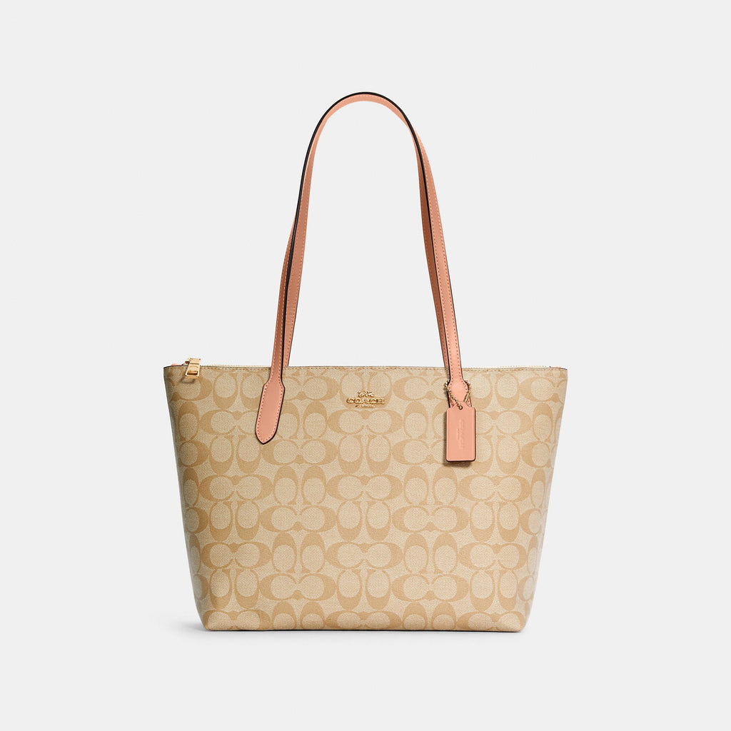 Coach signature zip tote online