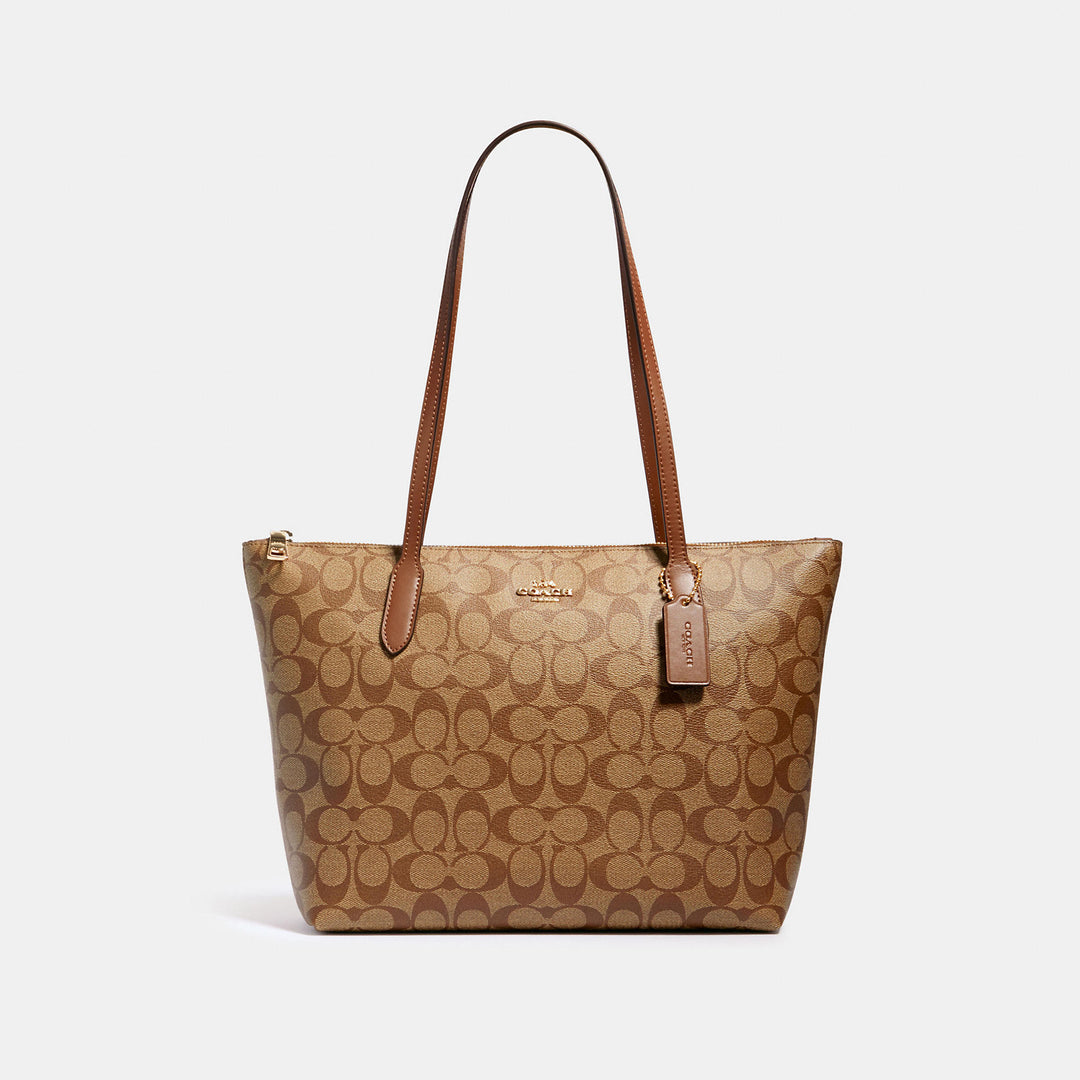 Coach OUTLINE SIGNATURE ZIP COATED CANVAS shops TOTE