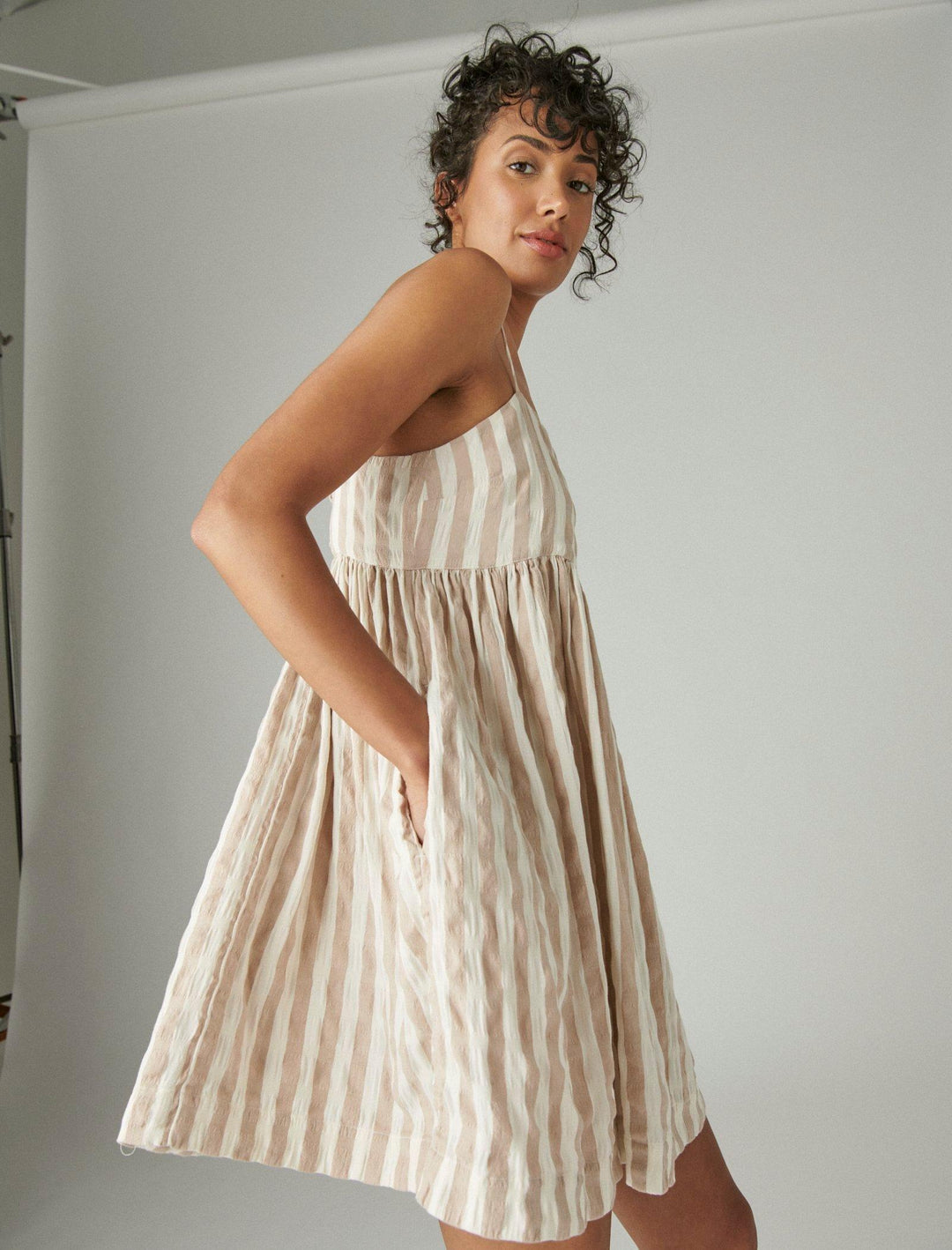 Lucky Brand Womens Striped Mini Prep Dress