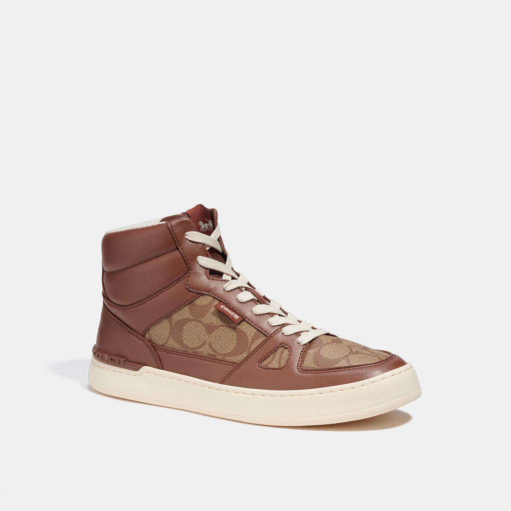 Coach Outlet Clip Court High Top Sneaker In Signature Canvas ShopSimon