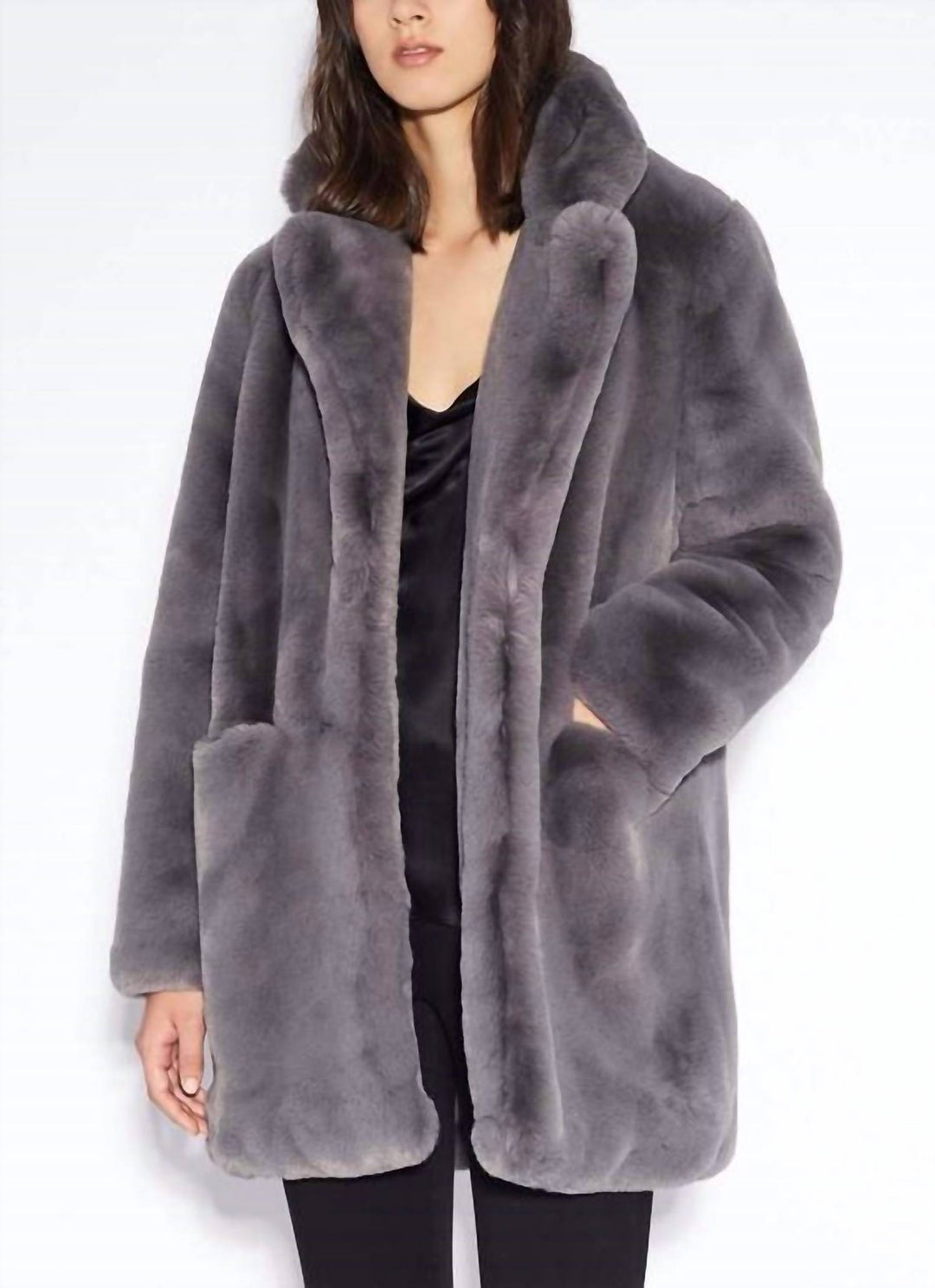 Apparis Sophie Faux Fur Coat in Carbon ShopSimon