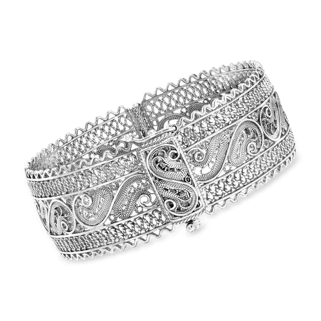 Ross-Simons Sterling Silver Filigree Bangle Bracelet | ShopSimon