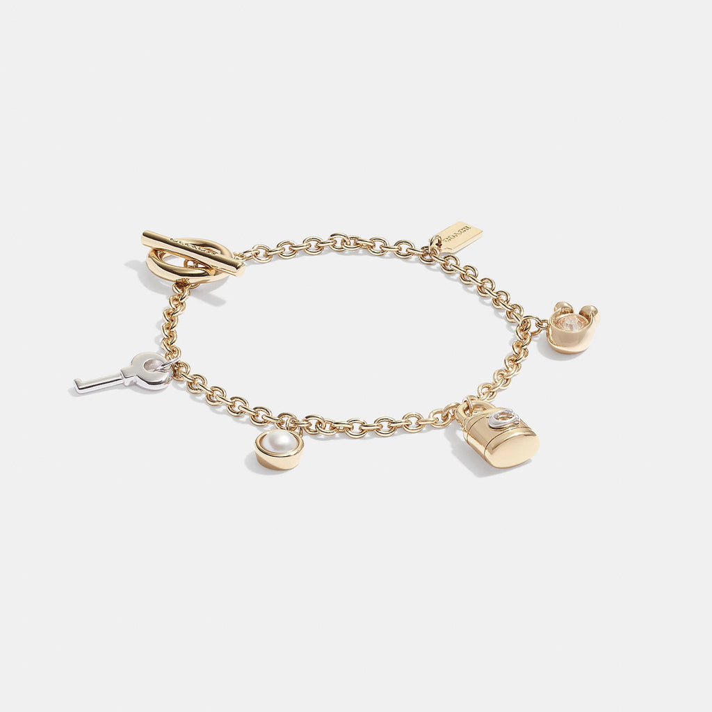 新品未使用　Coach Padlock Key Charm Bracelet Coach Outlet Signature Padlock And Key Charm Bracelet