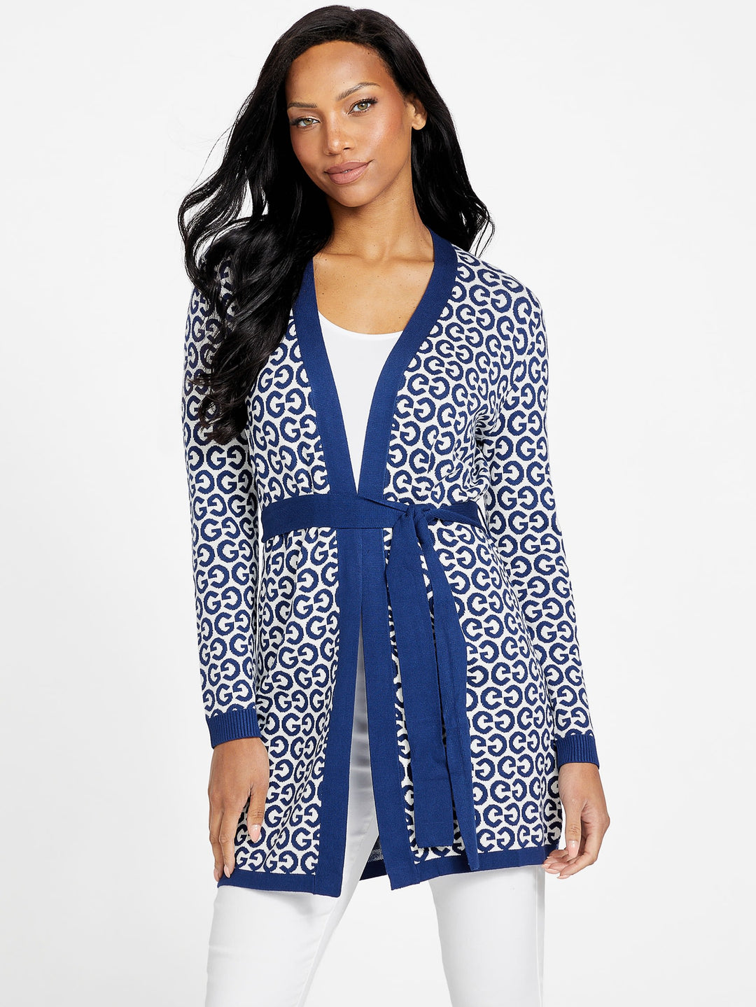 【インディゴブルー(MBL)】GUESS カーディガン (W)LADIES' Knit Cardigan ≪人気の春夏≫【SALE/50%OFF】GUESS JEANS GUESS JEANS カーディガン
