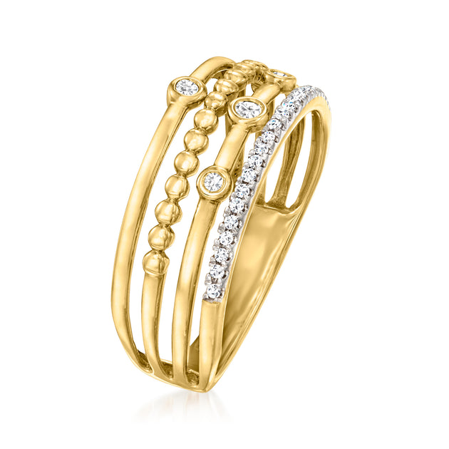 Ross-Simons Bezel-set Diamond Multi-row Ring In 14kt Yellow Gold ...