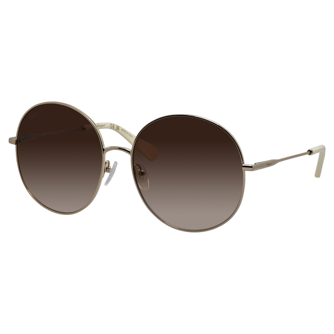 Ferragamo SF299S 60mm Round Sunglasses NWT Full Set Gold/Brown Rare Ferragamo Women main image 2