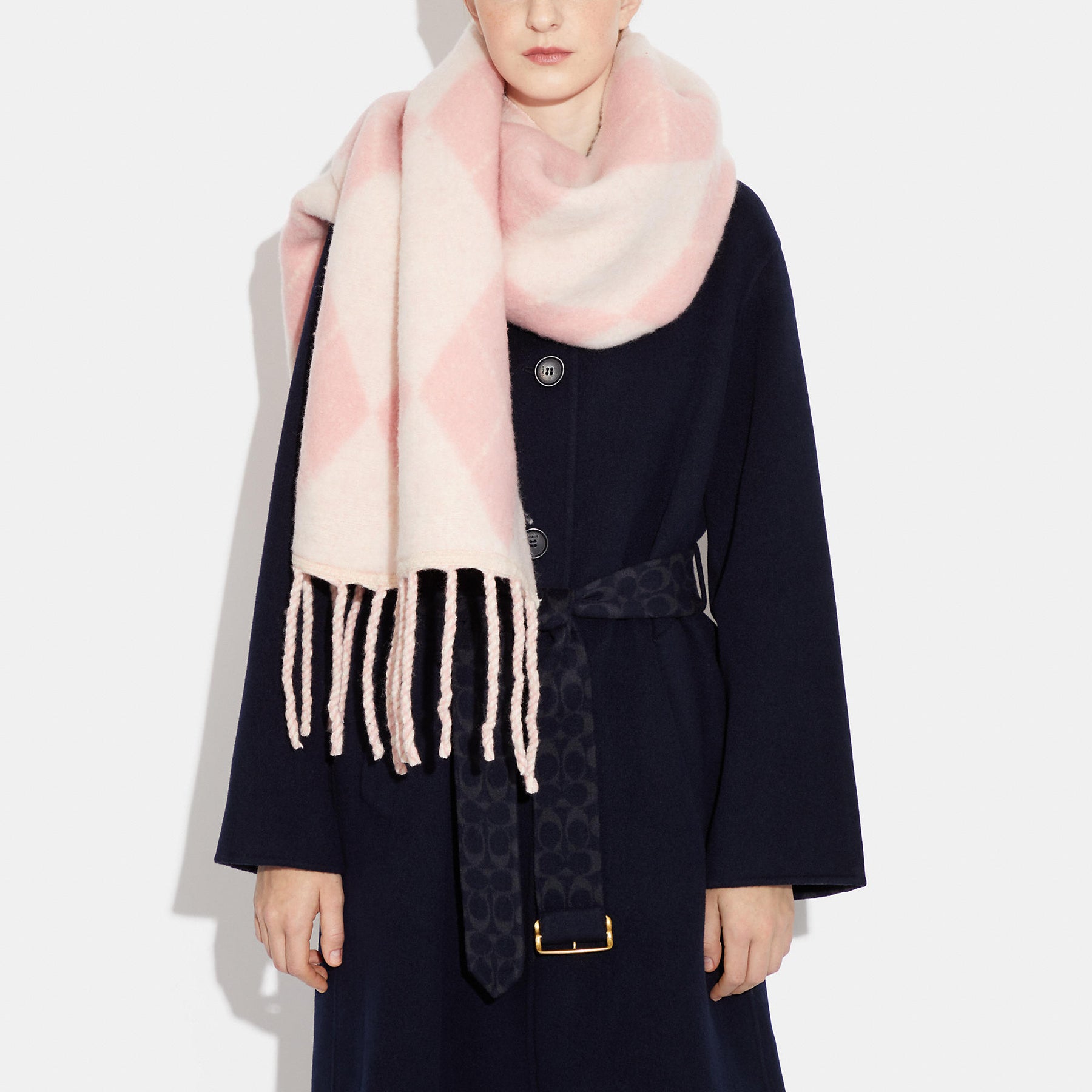 Coach Outlet Argyle Print Oversized Muffler | ShopSimon