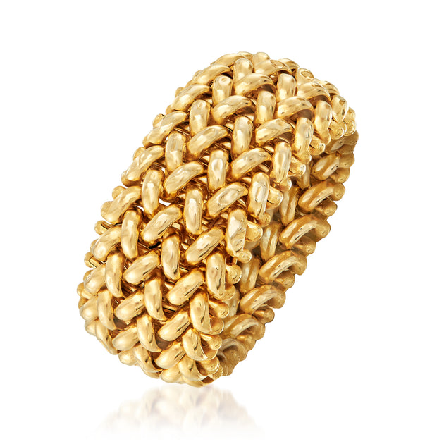 Ross-Simons Italian 14kt Yellow Gold Beaded Mesh Ring | ShopSimon