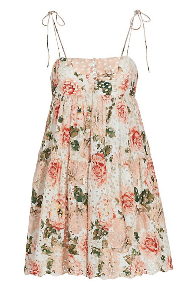 alice + olivia Women's Lorelle Babydoll Pastel Floral Eyelet