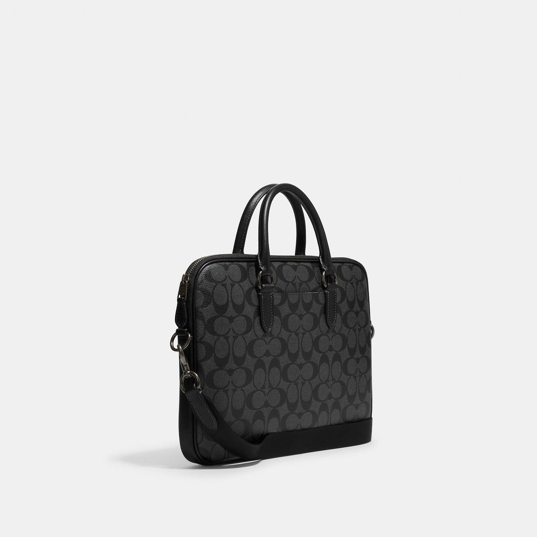 Coach Outlet Liam Compact Brief In Signature Canvas | ShopSimon
