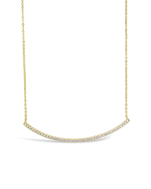 Sterling Forever CZ Curved Bar Necklace | ShopSimon