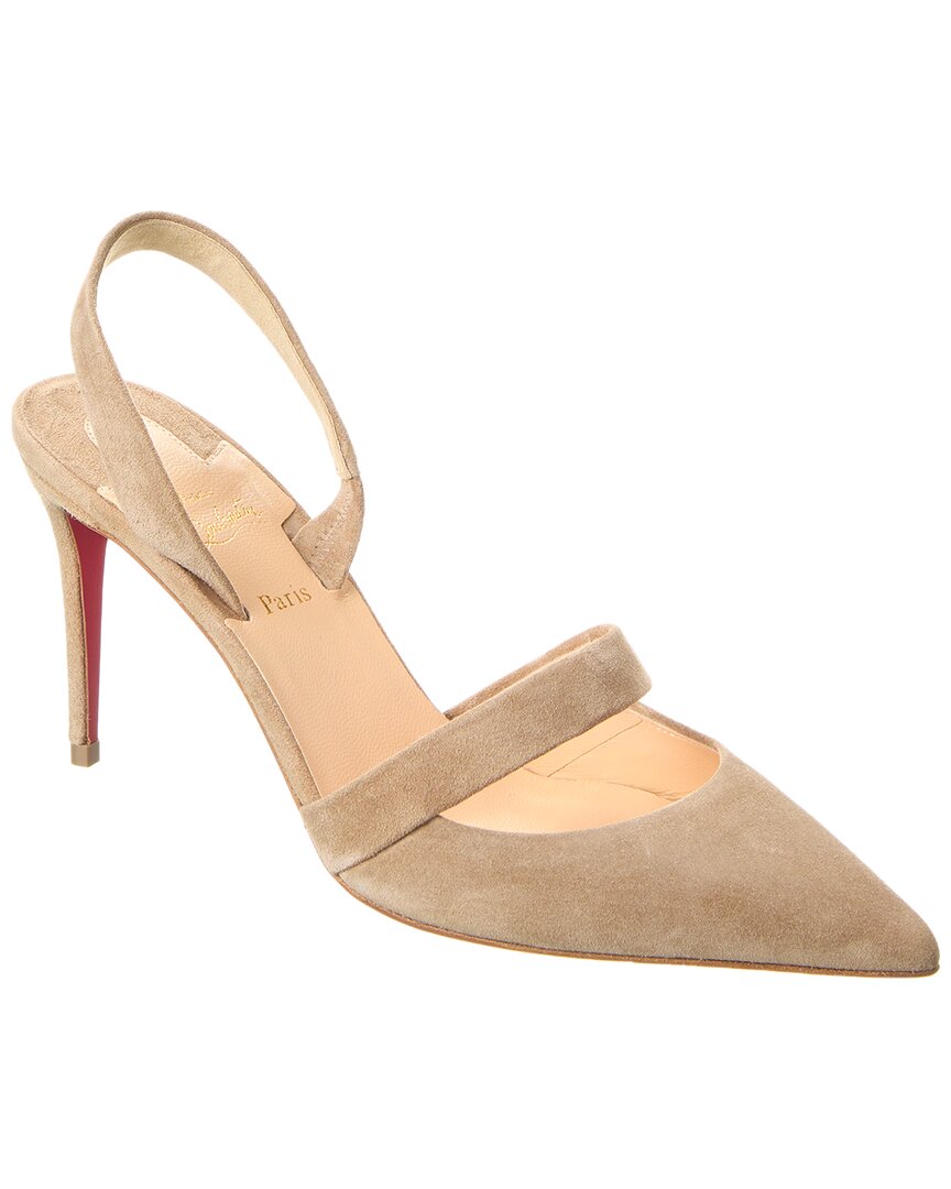 Christian Louboutin Actina 85 Suede Slingback Pump ShopSimon