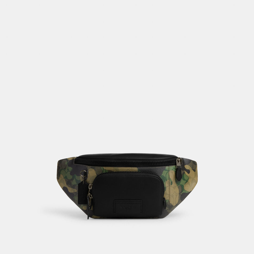 ショルダーバッグ COACH Track Belt Bag In Signature Canvas Camo Print CM184 Coach (CM184) Track Green Signature Camo Print Coated Canvas