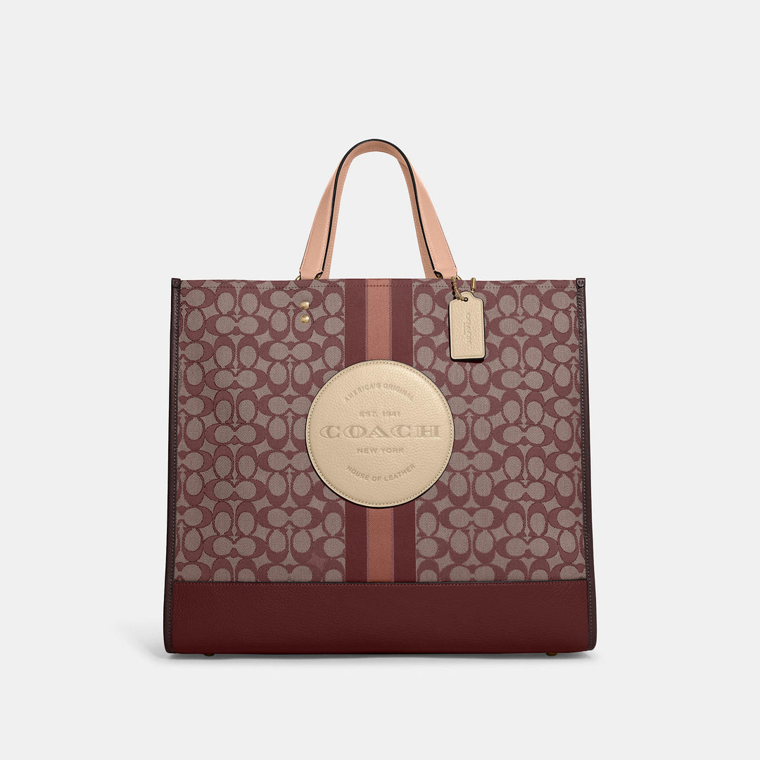 Coach Dempsey Tote 40 In Signature Jacquard With Stripe And fashion Coach Patch