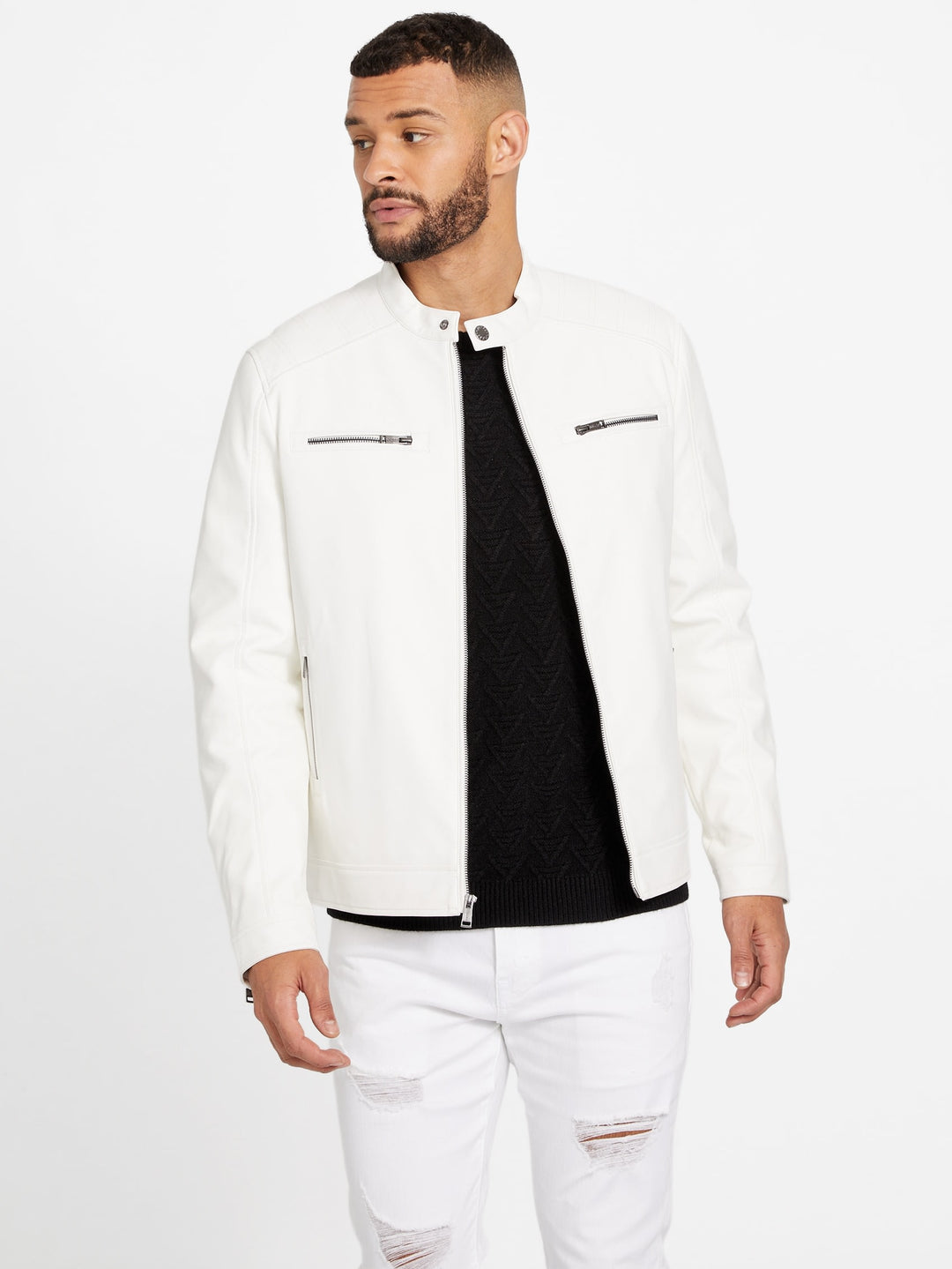 Guess Factory Zacky Moto Faux-Leather Jacket | ShopSimon