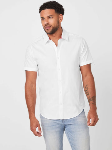 Guess Factory Men's Short Sleeve Darrow Shirt (Pure White)