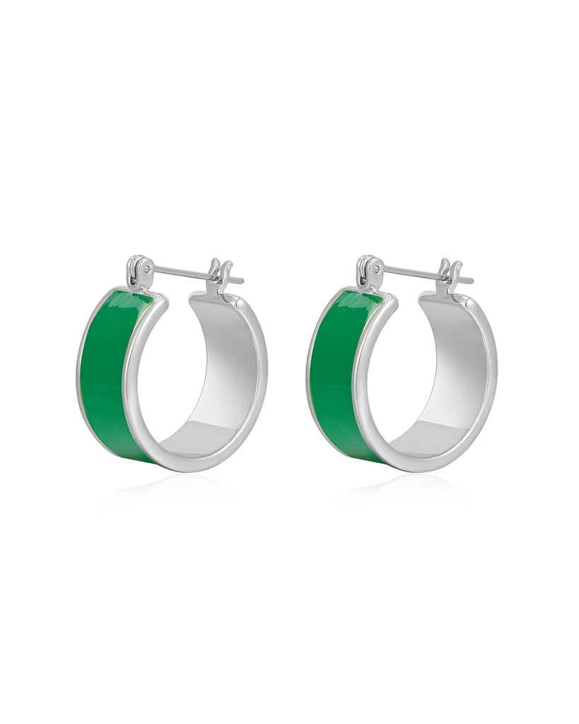 Luv Aj Positano Hoops- Emerald Green- Silver ShopSimon