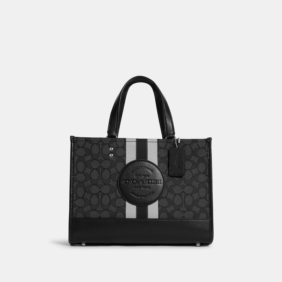 Dempsey tote in signature jacquard with stripe and coach patch sale