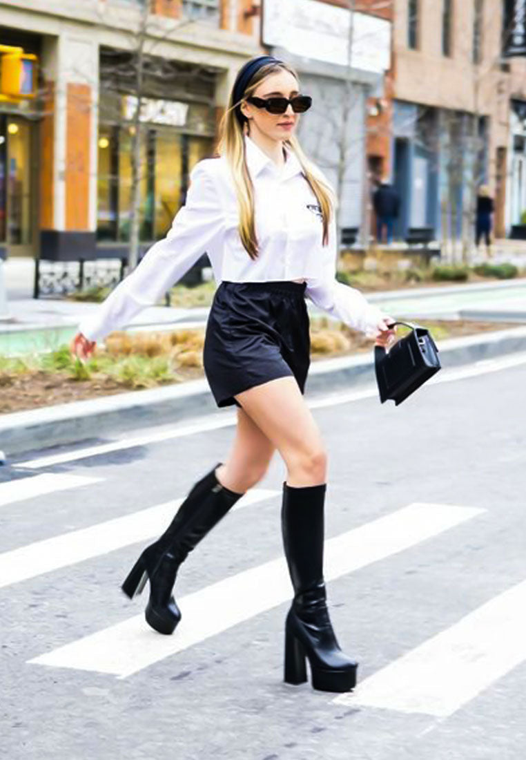 London Rag coraline high block heeled calf boots | ShopSimon