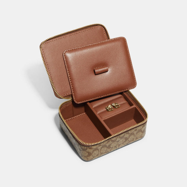 Coach Outlet Boxed Jewelry Box And Earrings Set In Signature Canvas ...