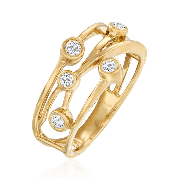 Ross-Simons Diamond Crisscross Ring In 18kt Gold Over Sterling | ShopSimon