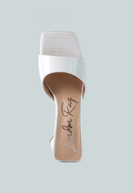 London Rag trinity triangle block heeled croc sandals | ShopSimon