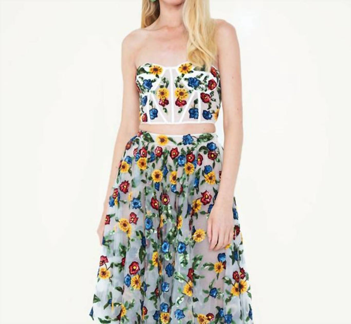 La Fuori Pera Embroidered Corset In Multi | ShopSimon